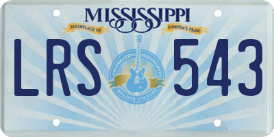 MS license plate LRS543