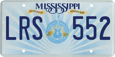 MS license plate LRS552