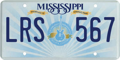 MS license plate LRS567