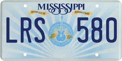 MS license plate LRS580