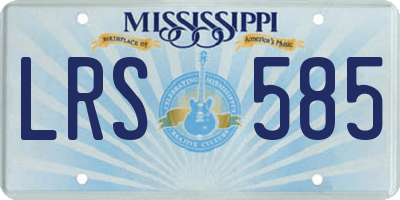 MS license plate LRS585