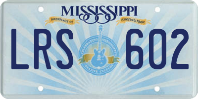 MS license plate LRS602