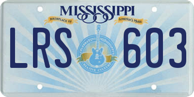 MS license plate LRS603