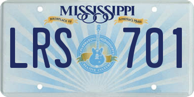 MS license plate LRS701
