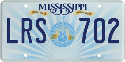 MS license plate LRS702