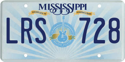 MS license plate LRS728
