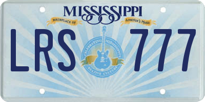 MS license plate LRS777