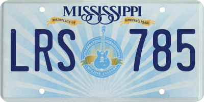 MS license plate LRS785