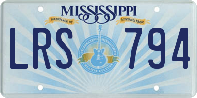 MS license plate LRS794