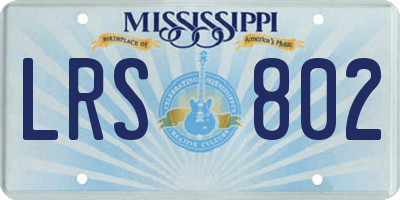 MS license plate LRS802