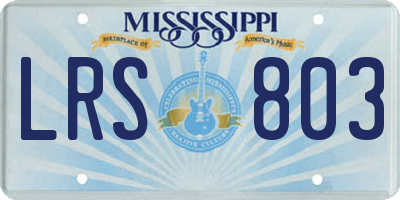 MS license plate LRS803