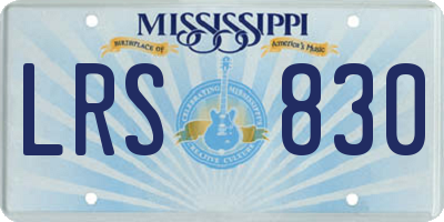 MS license plate LRS830