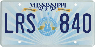 MS license plate LRS840
