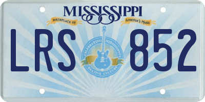 MS license plate LRS852