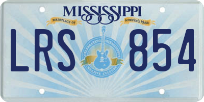 MS license plate LRS854