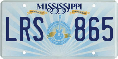 MS license plate LRS865