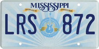 MS license plate LRS872