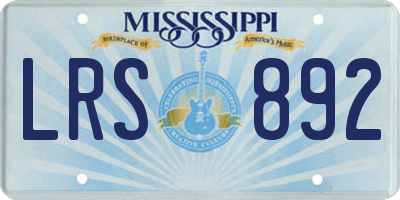 MS license plate LRS892
