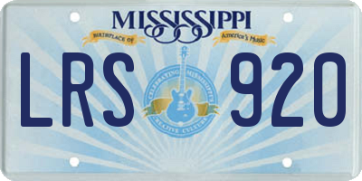 MS license plate LRS920