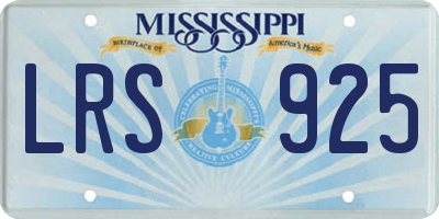 MS license plate LRS925