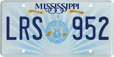 MS license plate LRS952