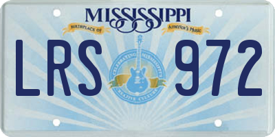 MS license plate LRS972