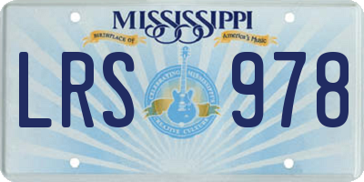 MS license plate LRS978