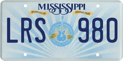 MS license plate LRS980
