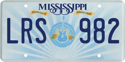 MS license plate LRS982