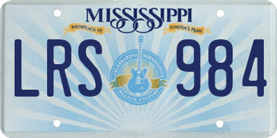 MS license plate LRS984