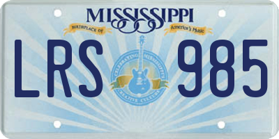 MS license plate LRS985