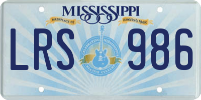 MS license plate LRS986