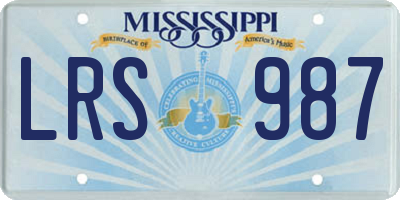 MS license plate LRS987