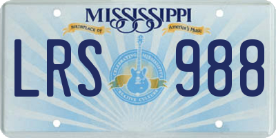 MS license plate LRS988