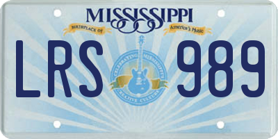 MS license plate LRS989