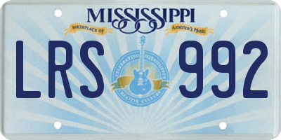 MS license plate LRS992