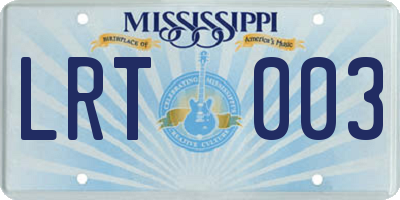 MS license plate LRT003