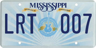 MS license plate LRT007