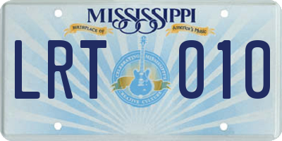 MS license plate LRT010