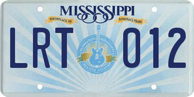 MS license plate LRT012