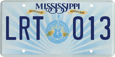 MS license plate LRT013