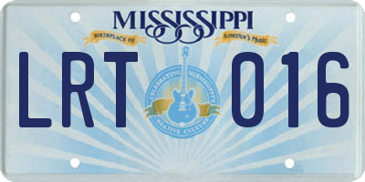 MS license plate LRT016