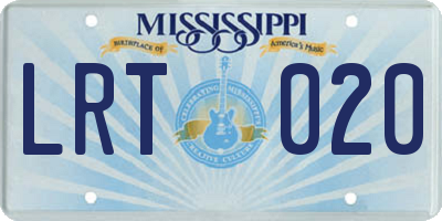 MS license plate LRT020