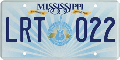 MS license plate LRT022