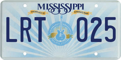MS license plate LRT025