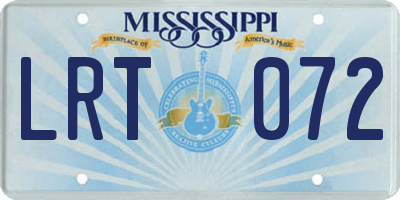 MS license plate LRT072