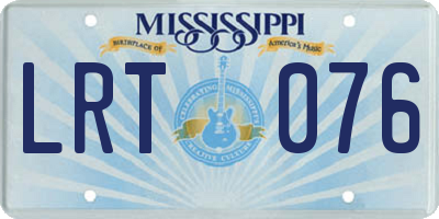 MS license plate LRT076