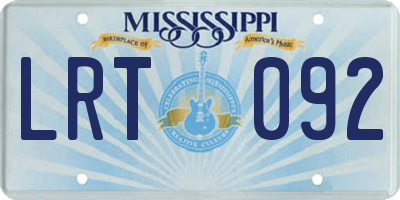 MS license plate LRT092