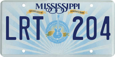 MS license plate LRT204