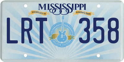 MS license plate LRT358